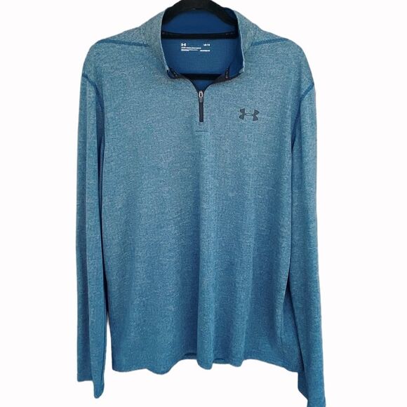 Under Armour Men’s Sz Lrg Teal Green Threadborne Heatgear 1/4 Zip Sweater - Picture 1 of 3